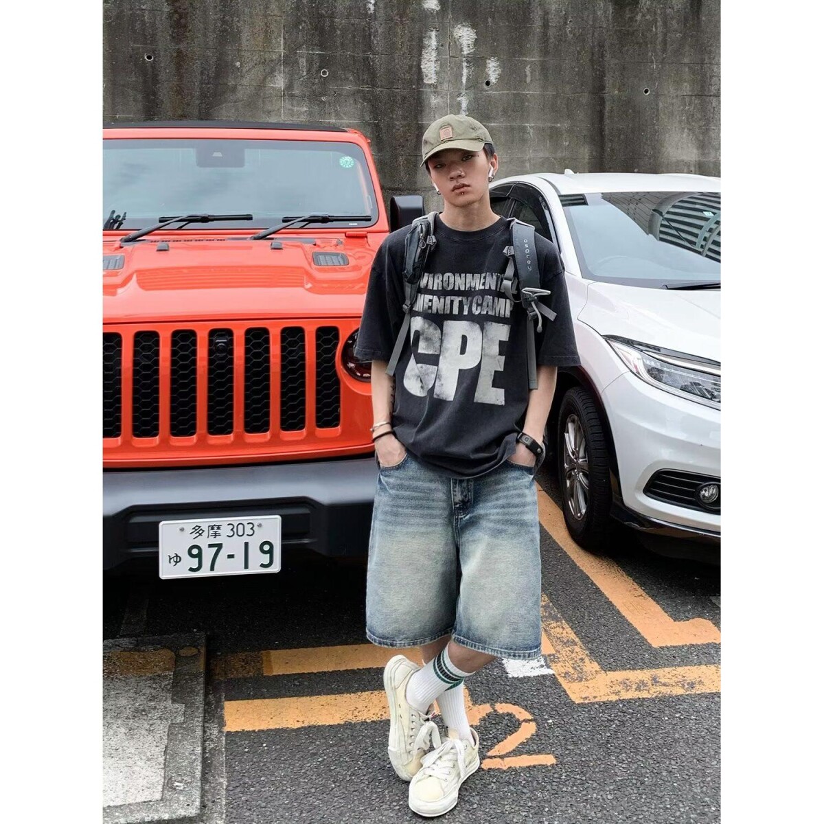 美式休闲宽松微跨浅蓝色牛仔短裤男简约百搭直筒五分裤潮牌中裤男