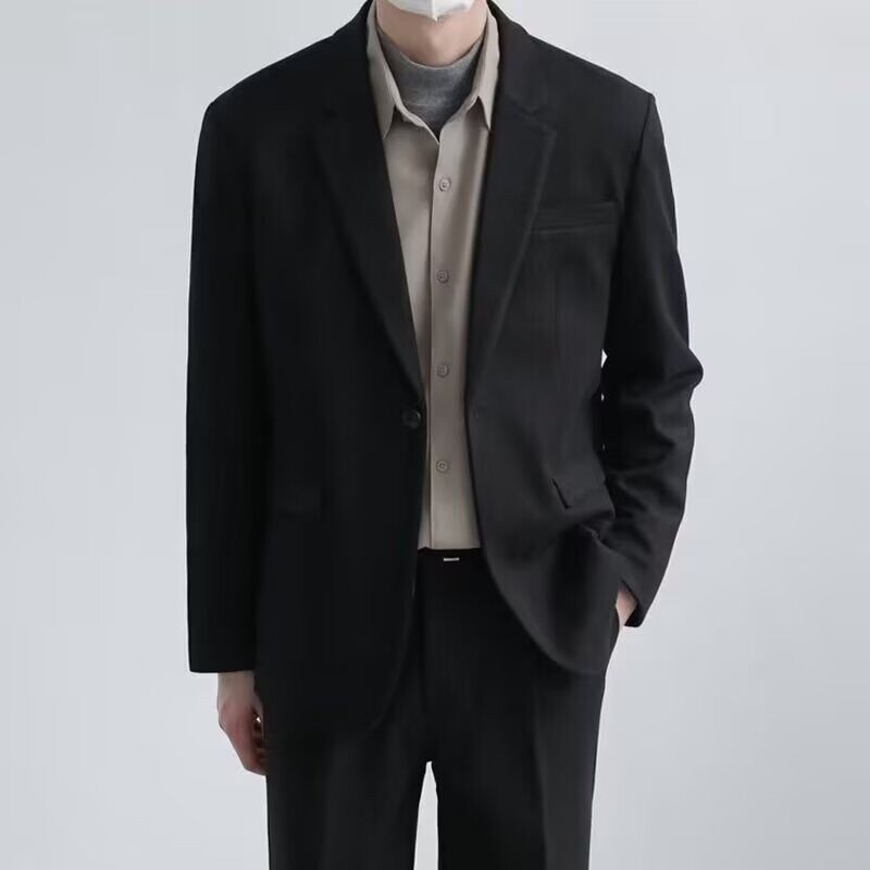 秋季休闲西装外套男黑色高级感DK制服西服男休闲宽松韩版西服上衣