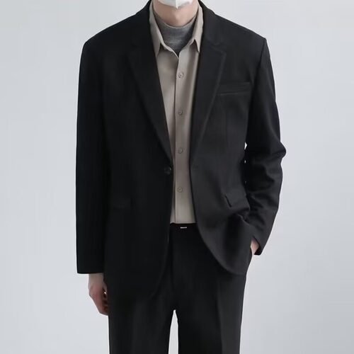 秋季休闲西装外套男黑色高级感DK制服西服男休闲宽松韩版西服上衣