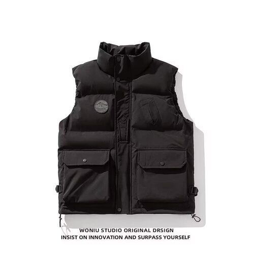 美式潮牌工装棉衣马甲男秋冬季山系户外无袖棉服男宽松休闲外套男
