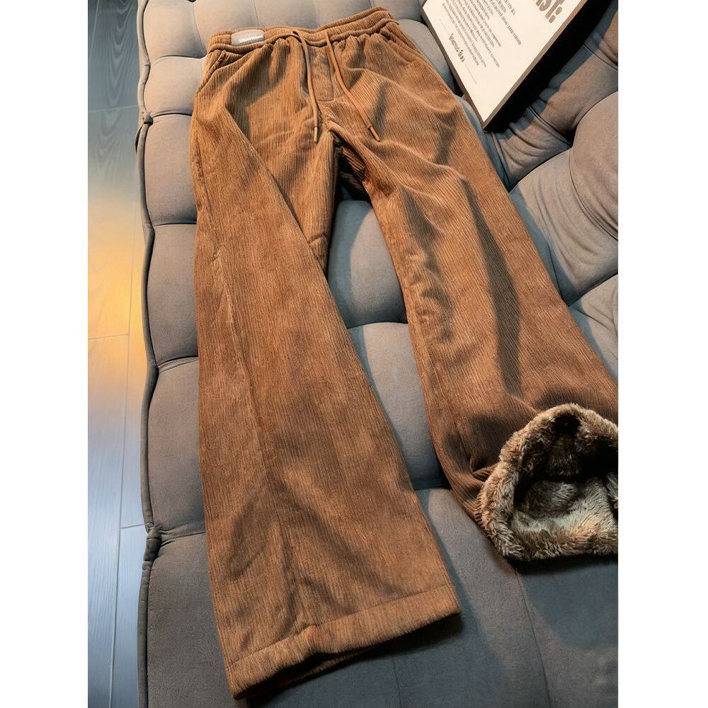 东北防寒裤子过冬棉裤男女款灯芯绒阔腿裤宽松慵懒风cleanfit长裤