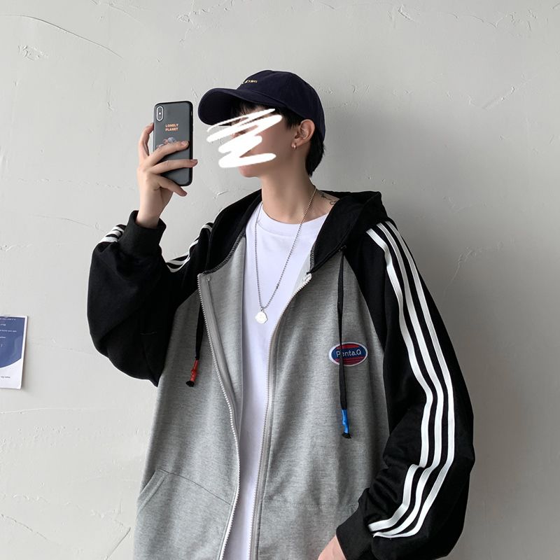 春秋新款卫衣男连帽宽松韩版港风情侣装开衫外套女休闲潮ins