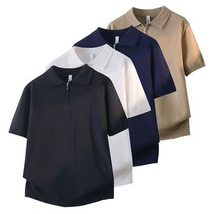 2026夏季新款老钱风横机领拉链POLO衫高弹抗皱立体纹理透气休闲短
