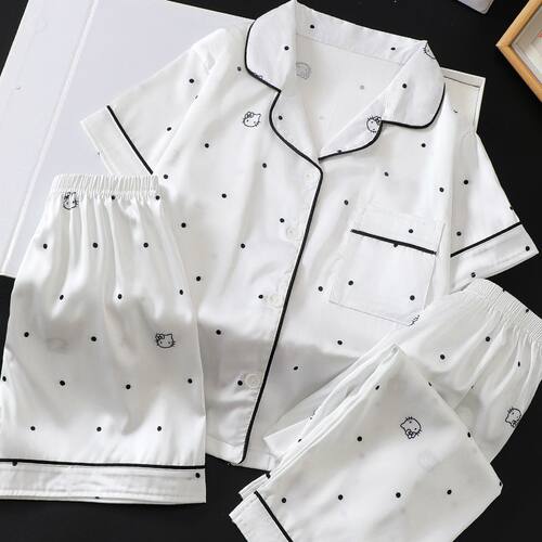 冰丝女童睡衣公主风家居服三件套