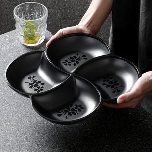 密胺餐具凉菜卤味盘子四格分格备菜分餐专用盘小吃拼盘多格盘餐盘