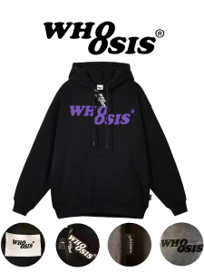 WHOOSIS幻影logo不知其名连帽卫衣春秋百搭帽衫宽松男女情侣国潮