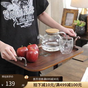 家用茶盘北欧复古做旧创意个性 水杯茶杯实木托盘水果盘干果盘 包邮