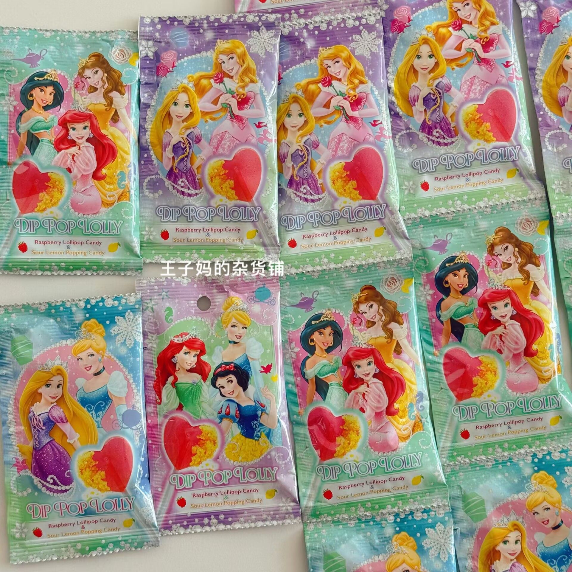 现货日本进口迪士尼公主美人鱼公主白雪公主棒棒糖粘跳跳糖零食