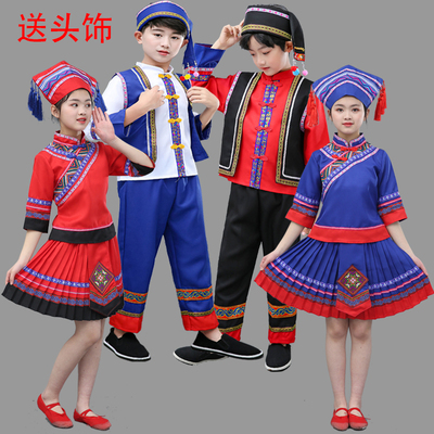 儿童壮族演出服三月男