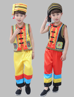 儿童少数民族服阿昌族舞蹈门巴族表演服装幼儿园毛南族舞台演出服
