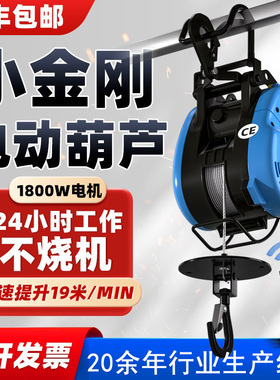 小金刚电动葫芦220v吊机小型家用升降无线遥控吊空调钢丝绳提升机