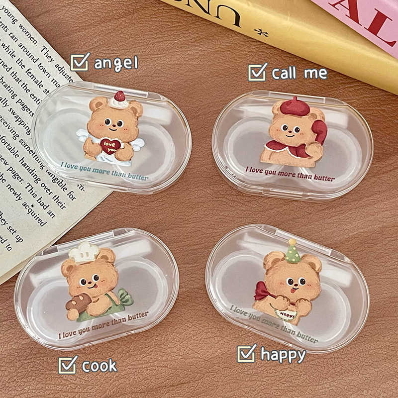 butter bear~ 全透明小巧美瞳盒透明少女心隐形眼镜盒便携双联盒