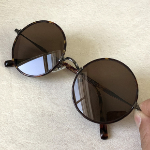 全框墨镜护目司机镜防紫外线 复古圆形太阳镜纯天然水晶石头镜男款