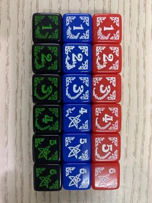 16mm方角阿卡姆恐怖游戏骰子,Arkham Horror Game Dice 6粒一套