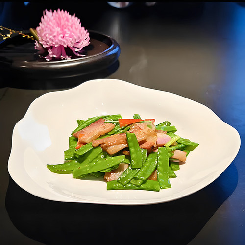 酒店陶瓷异形不规则炒菜盘热菜餐具浅盘土菜馆川菜小炒特色菜盘子
