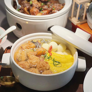 农家乐土菜管双耳深碗汤盘炒菜盘热菜盘子中式深盘川菜盘纯白陶瓷