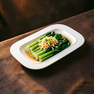酒店长方宽边浅盘炒菜小炒时蔬盘子热菜盘陶瓷白色后厨餐具饭店盘