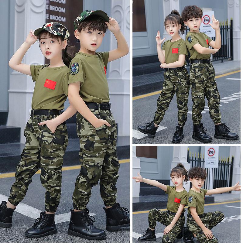 兒童迷彩服套裝男童短袖