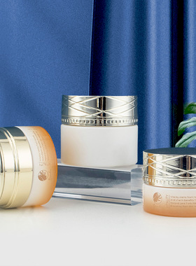 玻璃膏霜瓶圆形橙色现货霜瓶子容器分装瓶子渐变设计质感30g空瓶