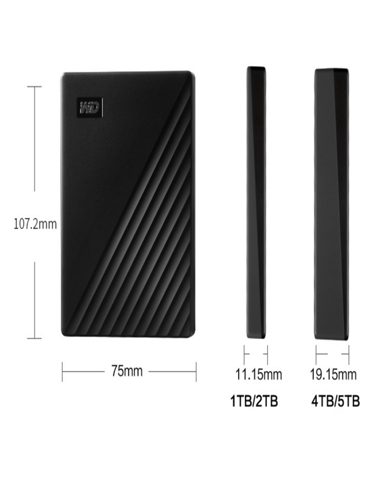WD WESTERN DIGITAL 모바일 하드 드라이브 5T 고속 외장형 휴대폰 WESTERN DIGITAL 5TB 암호화 기계식 대용량 4T 하드 드라이브