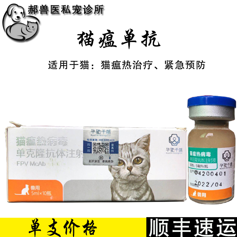 千盛猫瘟热病毒单抗克隆抗体注射液猫用热血清针剂传染性肠炎单瓶