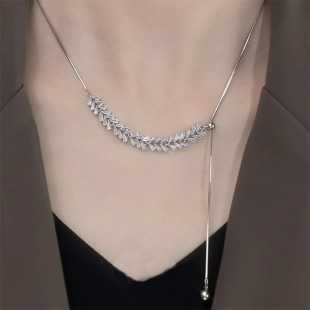 轻奢小众水晶麦穗可调节项链高级感时尚 设计感锁骨链气质颈链配饰