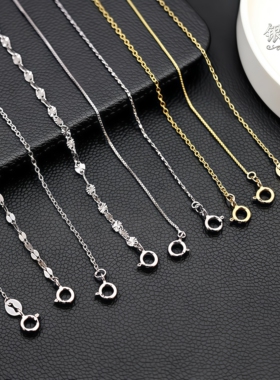 S925纯银项链女盒子链o字链水波链满天星十字链锁骨链针式银配链