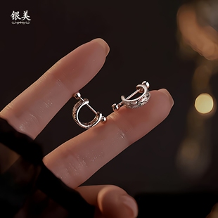 新款s999纯银耳骨钉女耳环潮高级感小众螺丝款耳钉耳圈耳骨环全新