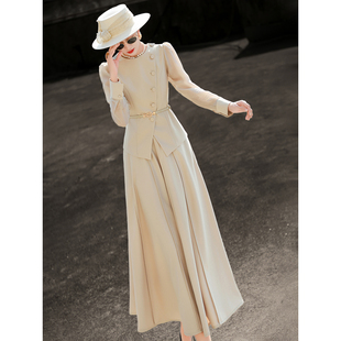 兰瑟儿2026春季 气质通勤套装 长袖 上衣高腰大摆半身裙两件套女 新款