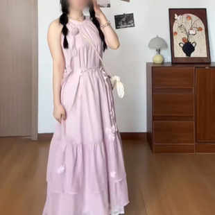 连衣裙海边度假风好看清新中长裙子 2025年夏季 新款 法式 温柔风无袖