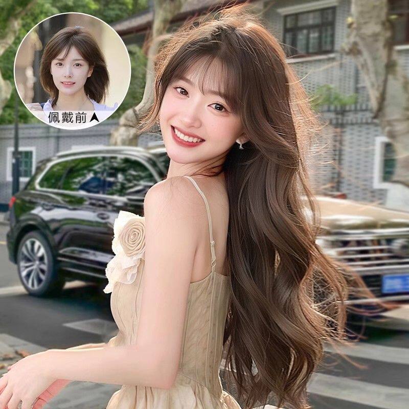 榛果灰棕大波浪假发16