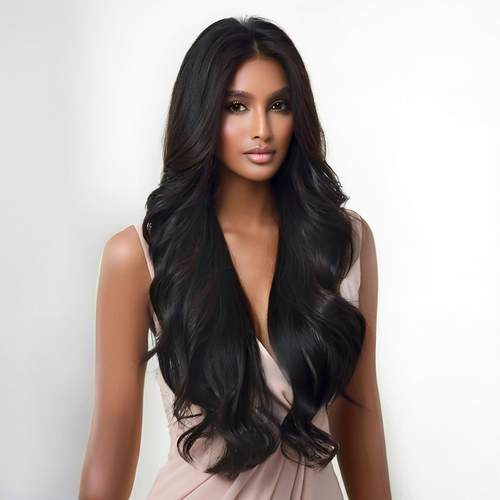 欧美跨境假发女化纤中分大波浪长