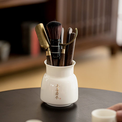 羊脂玉白瓷茶道六君子套装