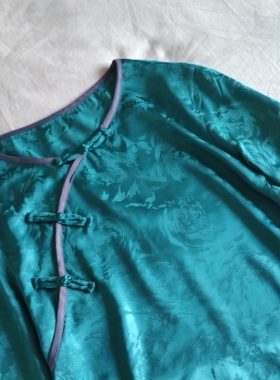 青辰原创春夏款提花细腻垂坠仿真丝醋酸缎改良汉服上衣女衬衫长袖