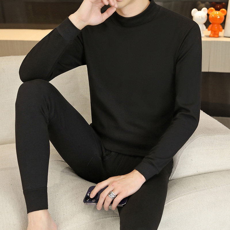 纯棉保暖内衣男士薄款圆领秋衣秋裤套装青年冬季打底棉毛衫热卖