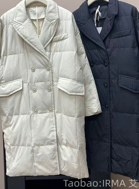 静奢风双排扣中长95白鸭绒羽绒服女冬季保暖外套翻领时尚