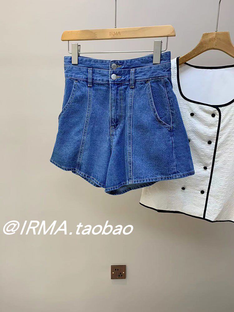 挺括有型大长腿高腰牛仔A字短裤