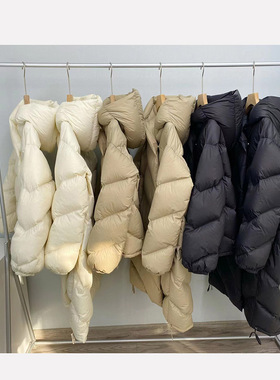 韩版简约连帽长款羽绒服2025冬季新款小个子保暖面包服外套女