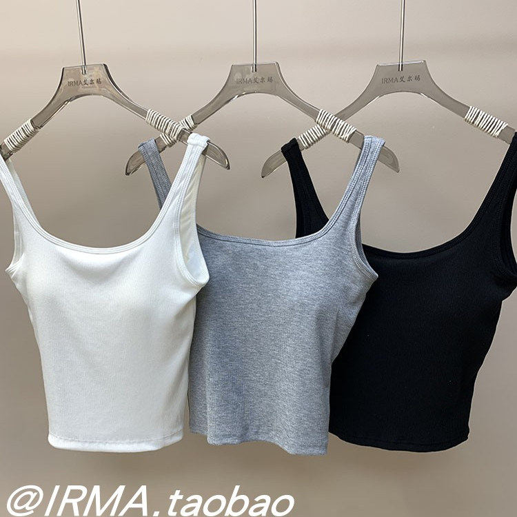 U型露背棉质方领舒适胸垫吊带