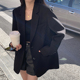 宽松休闲复古显瘦小个子西服 外套女2026春秋韩版 MIKILE 黑色西装
