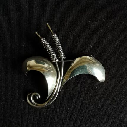 Vintage Folmere Denmark纯银双叶片麦穗胸针