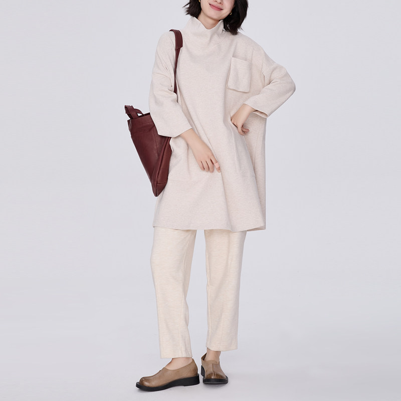 一个口袋高领八分袖宽松A摆卫衣空气棉大码遮臀遮肉中长秋冬打底,女装/女士精品,卫衣/绒衫,淘宝优惠券,粉丝福利购,淘宝优惠卷