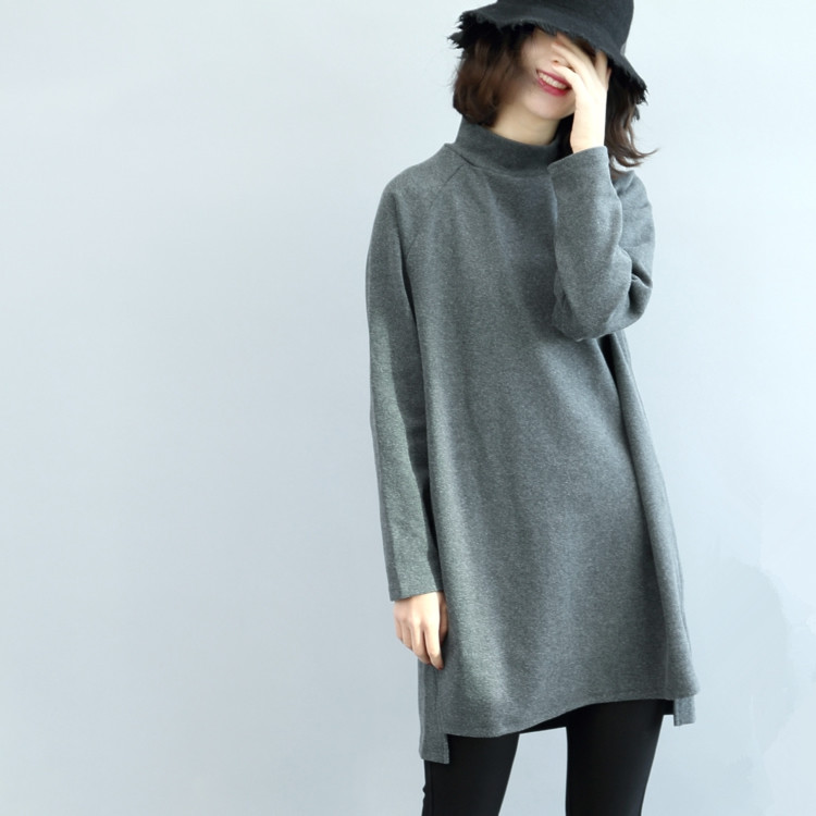 清濯休闲风前短后长小开叉卫衣