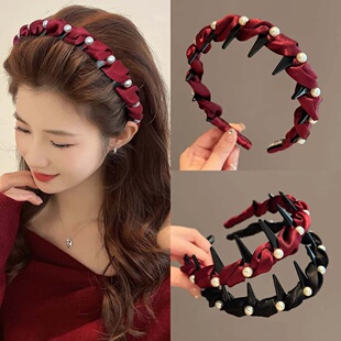 红色珠珠发箍女款高颅顶2026新款洗睑头箍带齿压发卡成人发捆头饰