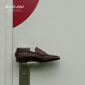 女方头褶皱感水洗牛皮单鞋 英伦风一脚蹬懒人乐福鞋 七与多 2cm