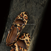 女小众豹纹交叉玛丽珍鞋 3.5cm软底软面内增高单鞋 七与多 牛皮