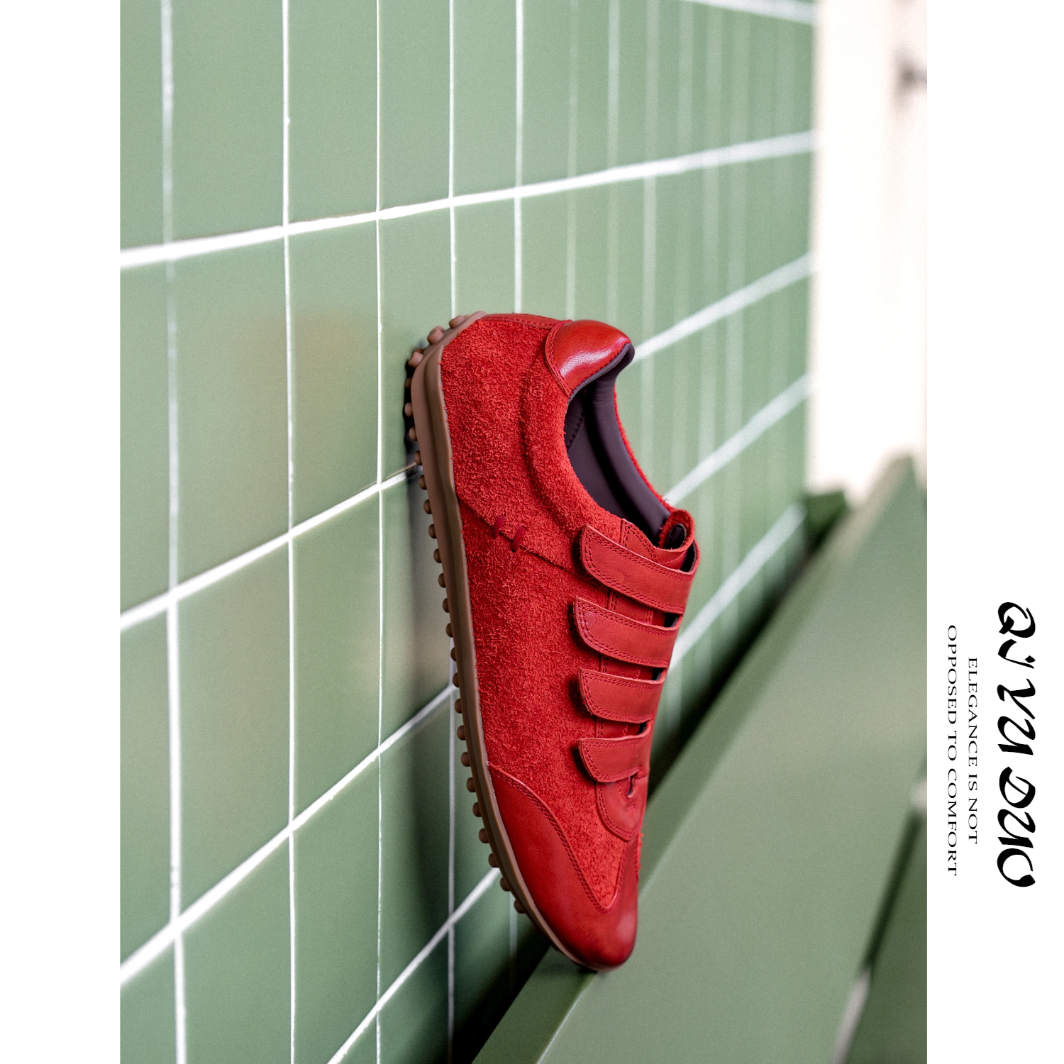 QIYUDUO 设计师原创红色阿甘鞋女软底牛反绒芭蕾德训鞋平底休闲鞋,女鞋,德训鞋,淘宝优惠券,粉丝福利购,淘宝优惠卷