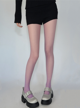 AYTofilms2026年春夏水钻紫色渔网袜镂空性感网袜闪钻bling美腿袜