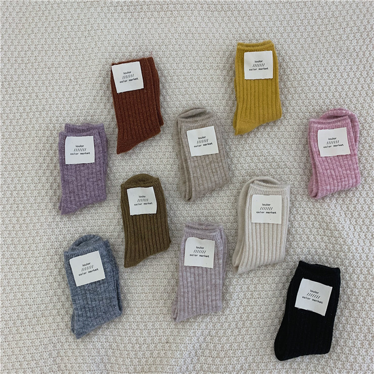 袜子女保暖羊绒秋冬季韩国中筒袜