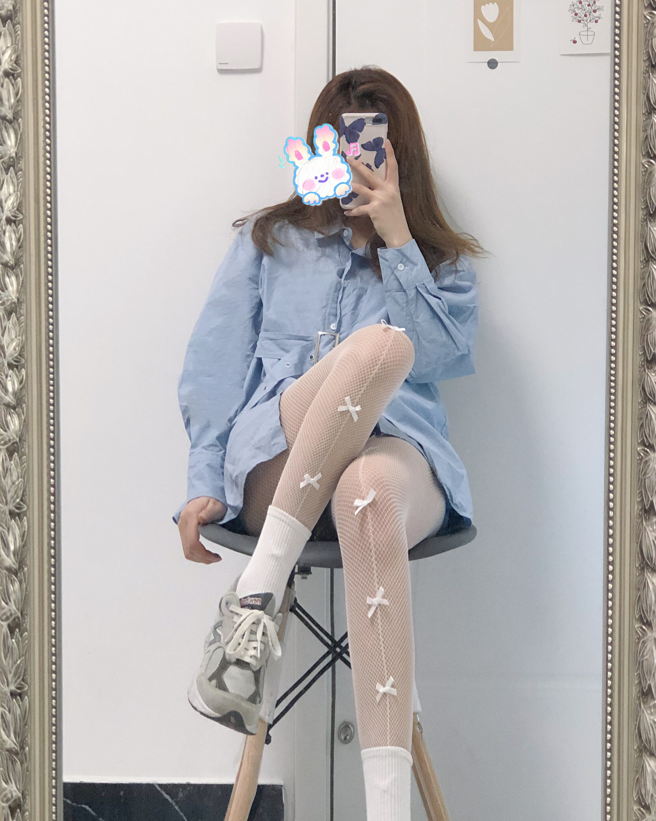 ay to films 甜妹欲纯风蝴蝶结白丝袜镂空渔网袜超薄黑丝美腿袜